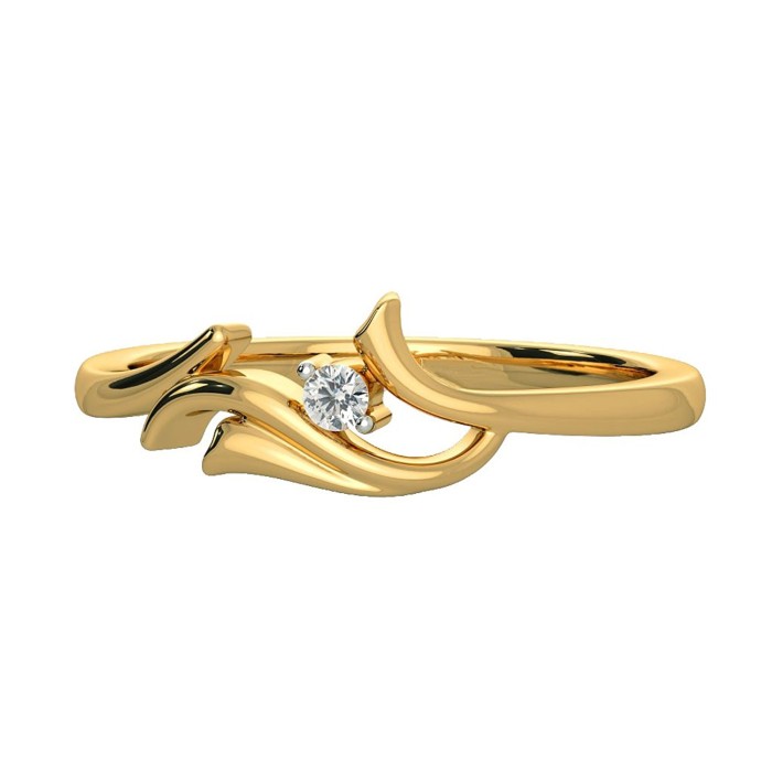 10 kt Yellow Gold Solitaire Ring With 0.05 Carat Round Cut Diamond